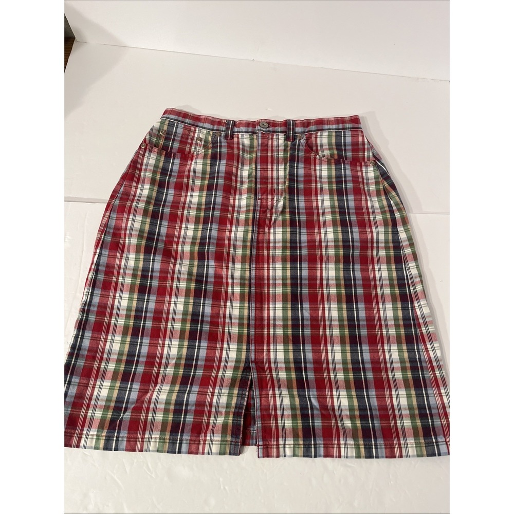 Vintage Eddie Bauer Women's 100% Cotton Plaid Skirt Size 6